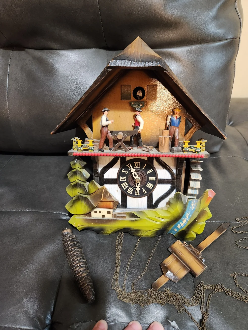 Antique West Germen Schmeckenbecher Cuckoo Clock Needs Work!